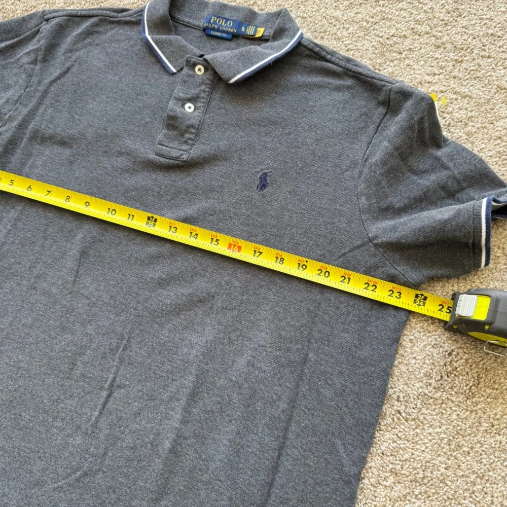 Polo Ralph Lauren Men XL Gray Classic Fit Tipped Striped Polo Shirt